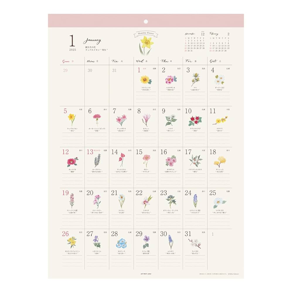 Amazon.co.jp: 2025年 365日花ことば カレンダー No.068